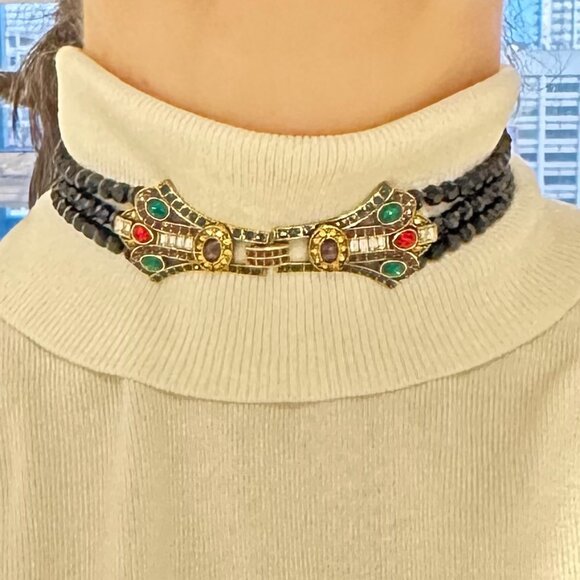 Rare Heidi Daus Age of Elegance Black Crystal 5-string Jewelry Set - Picture 7 of 14